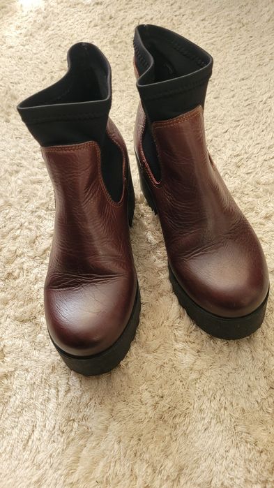 Botki skórzane platforma 38