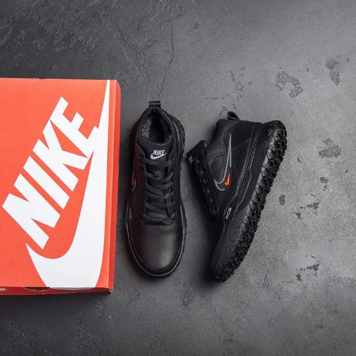 Зимові кросівки чоловічі шкіряні на хутрі Nike Acg Black 40-45р