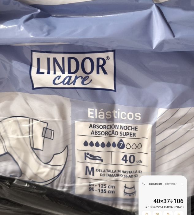 Fraldas Lindor M, 7 pingos. Venda à unidade ou um grupo de 10 embalagens.