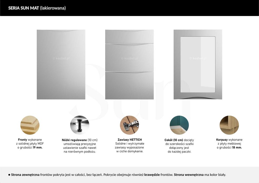 MK LAKIER Kuchnia SUN meble szafki kuchenne mat TRANSPORT wycena