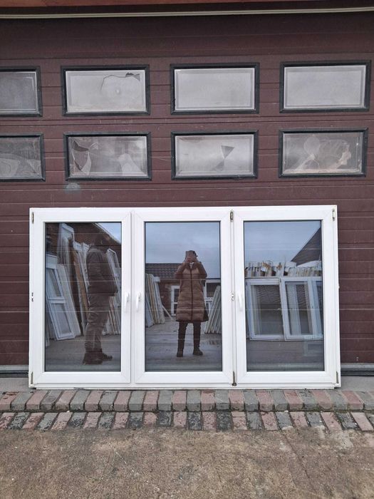 Okno trzyskrzydłowe 243x141 pcv okna duże używane DOWÓZ CAŁY KRAJ