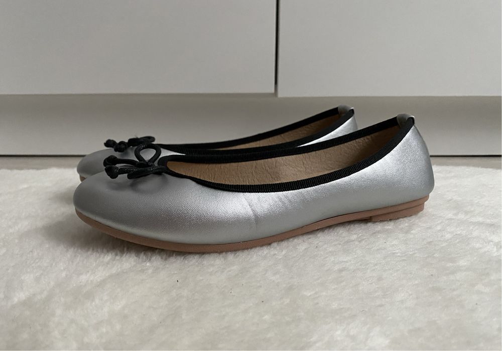 Nowe srebrne balerinki Qinba rozm. 37 | wkładka 23,5 cm