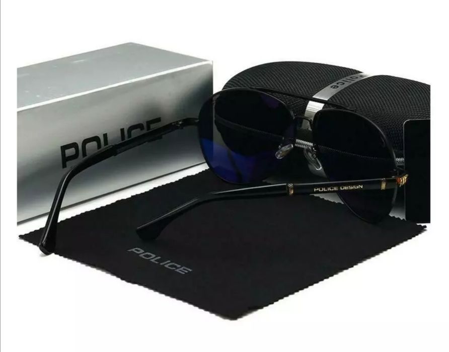Óculos de Sol Police Design Black And Gold Polarizados - Ctt Grátis