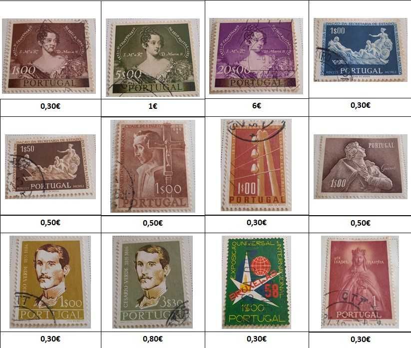 Vários Selos de Portugal 1898 a 1966
