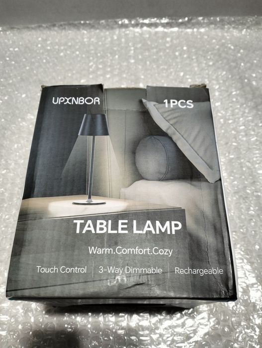 czarna, bezprzewodowa lampa stołowa LED Brunner Lucien.