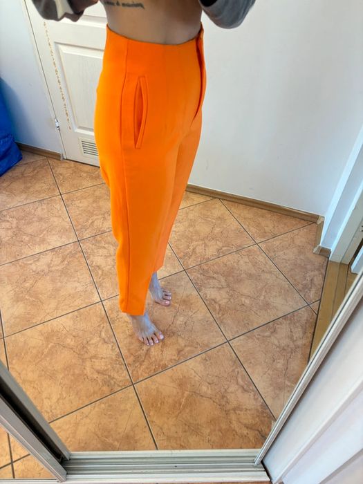 Orange wysoki stan na kant chonos chinosy garniturowe wloskie