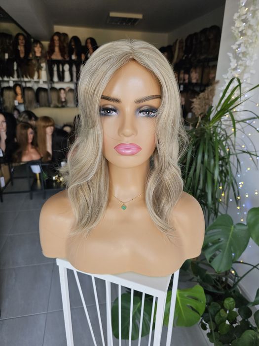 Topper tupet Ewa szampański blond 40-43 cm zagęszczenie włosów