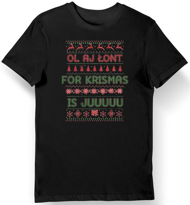 Koszulka męska czarna „Ol aj łont for krismas is juu” na święta M