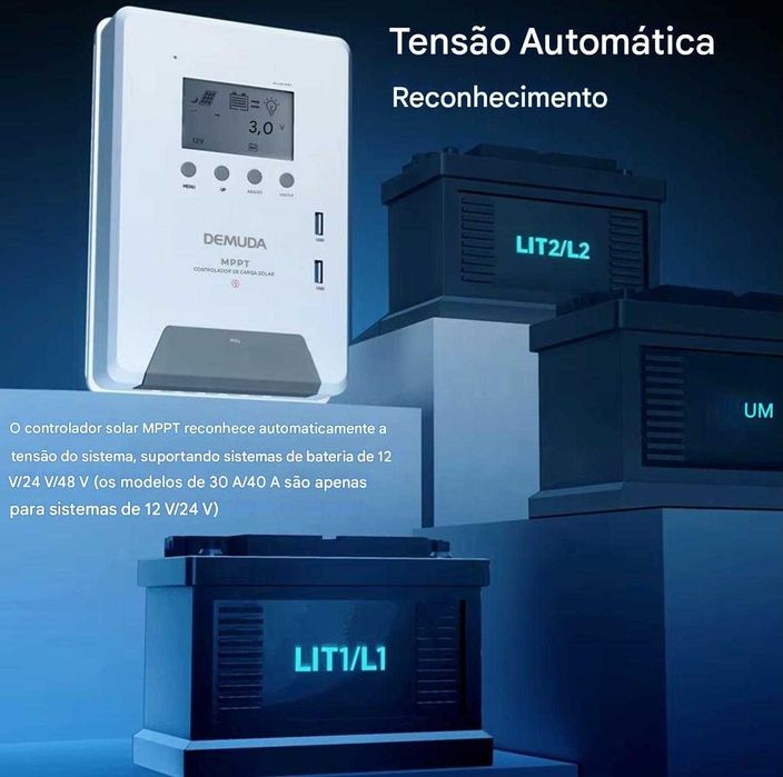 DEMUDA  MPPT Carregador De Bateria, 12V, 24V, 48 40A,60A