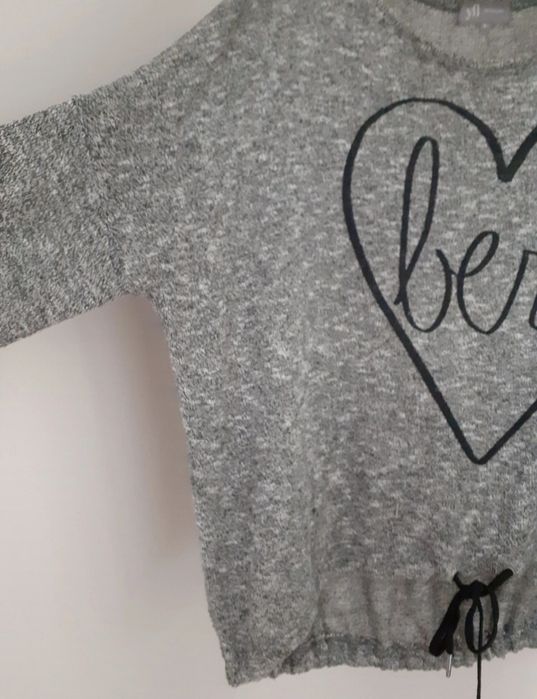 Bluzka sweterek L 40 serce szary melanż reserved oversize