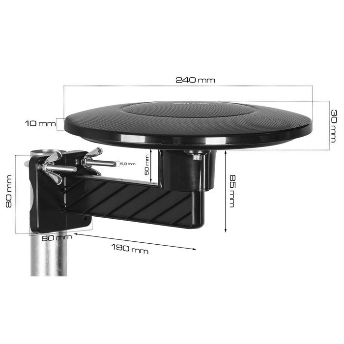 Antena dookólna Digital360 Lite VHF UHF czarna VA0039 VAYOX