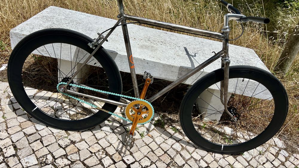Bicicleta fixie single speed ciclismo raw finish