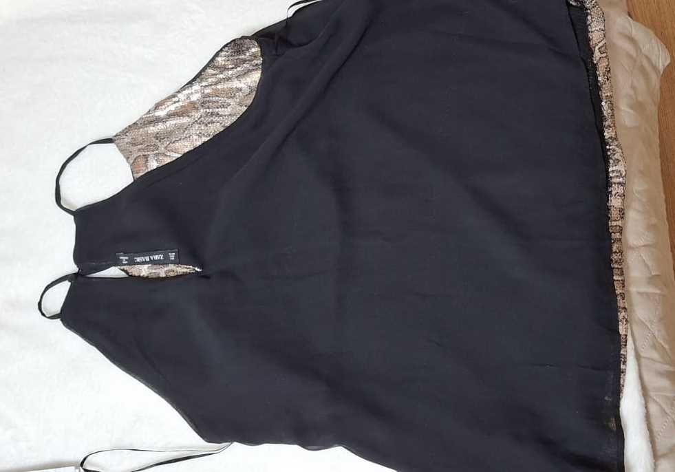 Bluzka ZARA – połyskująca, wężowy wzór, na ramiączkach, rozm. S