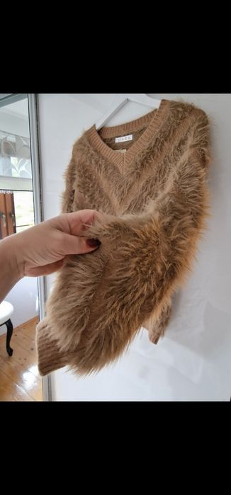 Sweter puchaty jak Moher złoty karmel 40/42/44
