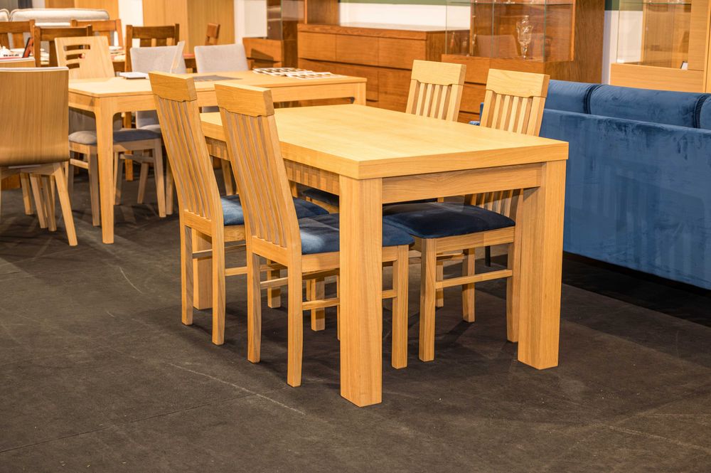 Stół Dębowy 140x80 + 2x45 + zestaw krzeseł (30% TANIEJ)