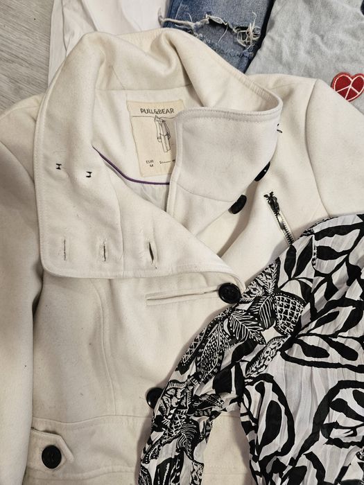 Paka ubrań damska leginsy spodnie jeansowe plaszcz s/m #zara #h&m