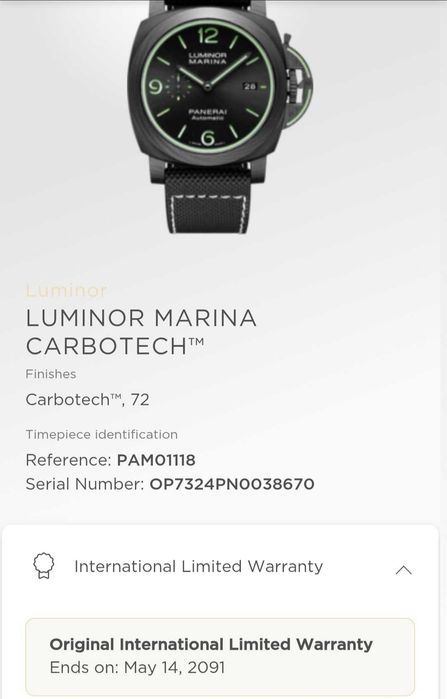 Panerai Luminor Marina Carbotech Limited Editiona 2021 r. / Gwar. do 2091r.