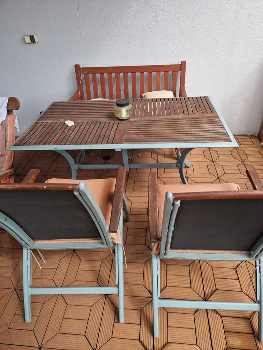 Zestaw mebli ogrodowych ławka krzesło stół ogrodowy