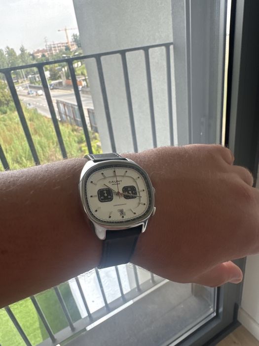 Relogio cauny chrono white leather