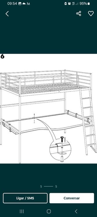 Cama alta beliche com secretária