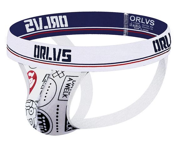 Męskie Otwarte Slipy Jockstrap ze Wzorem ORLVS - M
