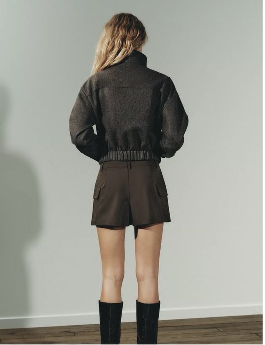 Курточка zara тренд актуальна шоколад s двухсторонній замок