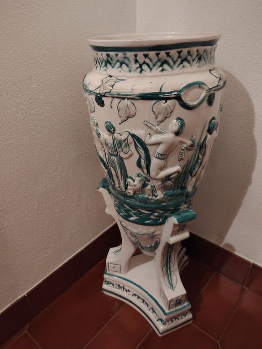 Jarrão em Porcelana Branco e Verde