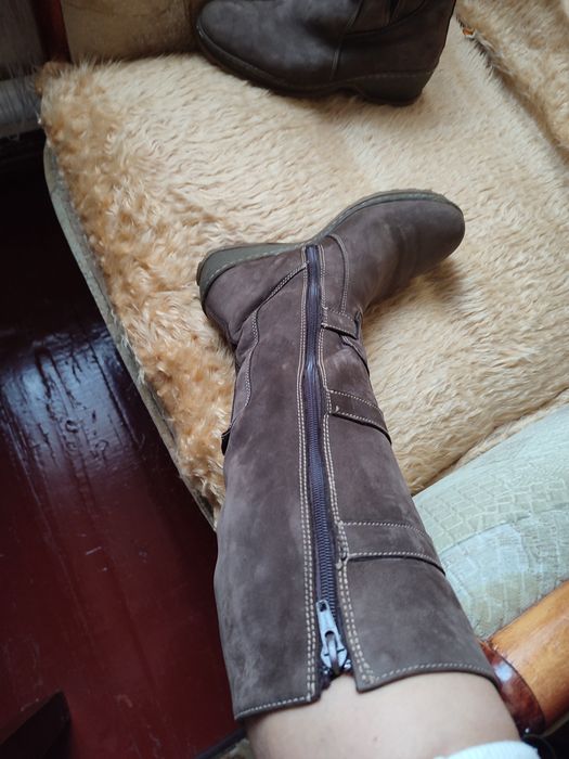 Замшеві сапоги, на цегейкі