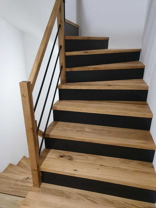 Schody, blaty dębowe, stopnie, trepy na sztuki, z montażem lub bez