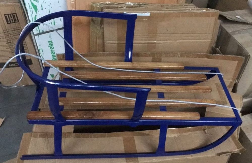 Санки сталеві з дубовими планками + спинка та мотузка