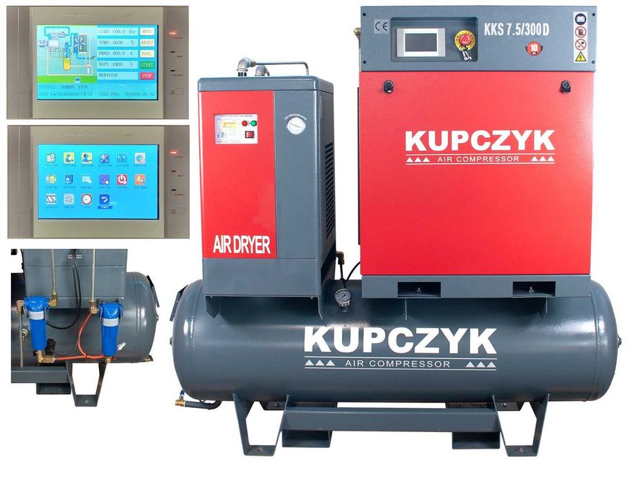 Kompresor Śrubowy Osuszacz Filtr KKS 7,5/300 D Kupczyk Dostawa 0zł