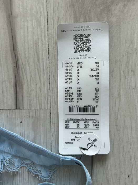 Śliczny koronkowy biustonosz Hunkemöller w kolorze baby blue nowy!