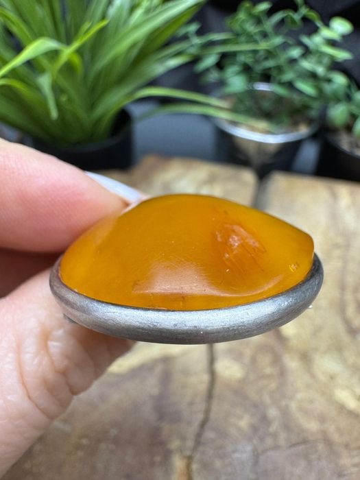 Stara broszka srebro bursztyn naturalny bałtycki