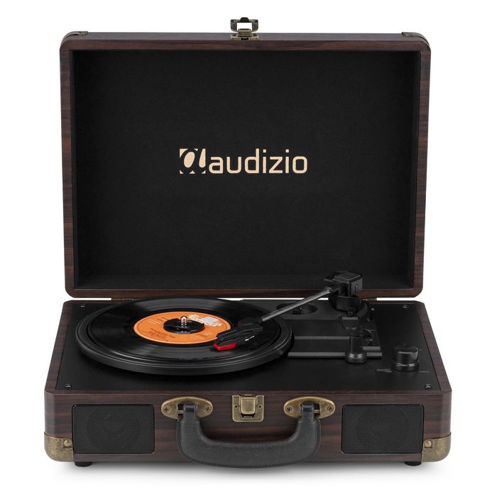 Gramofon Retro Bluetooth Głośniki AUX in Brązowy Gramofon w Walizce