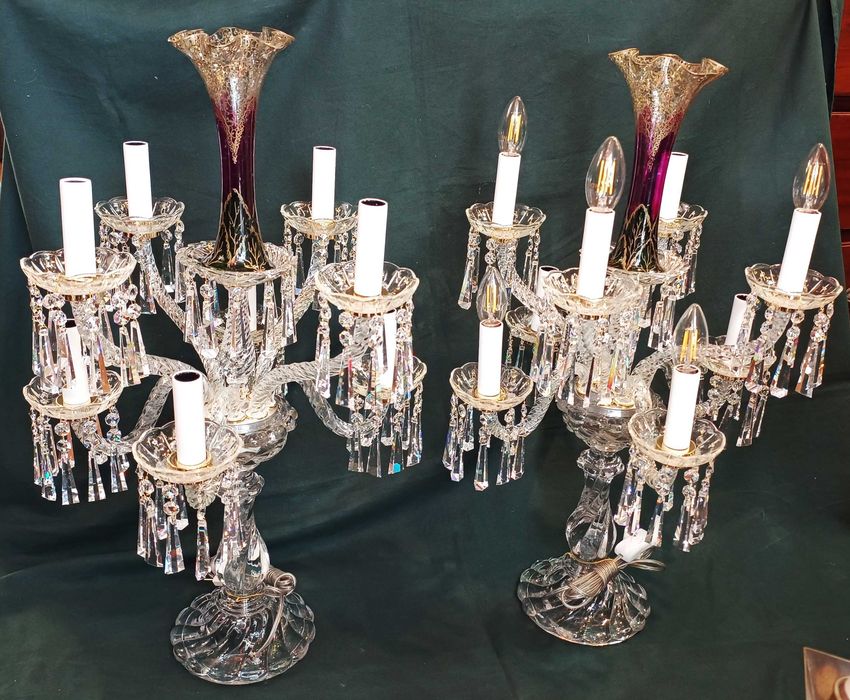 Par Candeeiros Candelabros Cristal Baccarat
