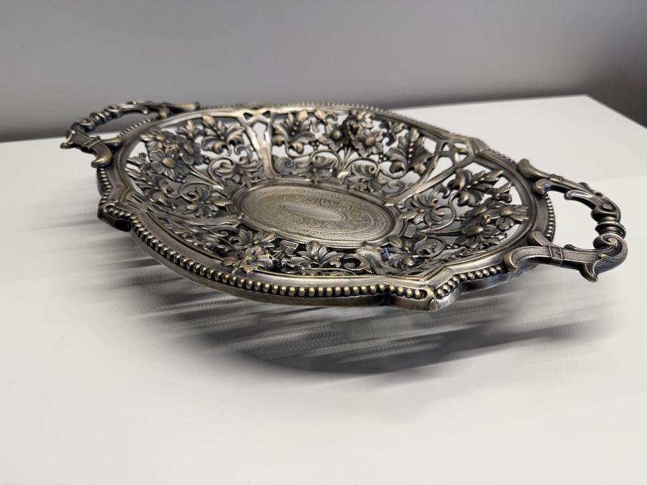 Piękna ażurowa patera Norblin & Co – Warszawa, Plater, Secesja