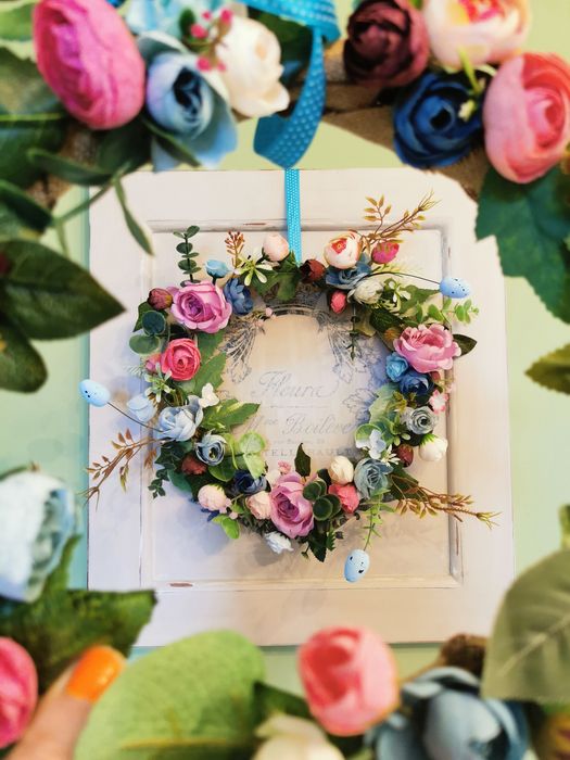 Wianek na drzwi # wiosenny wianek na drzwi # wesoły wianek # wiosna