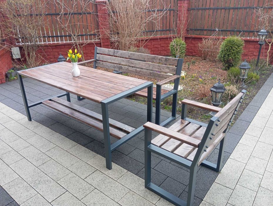NOWOCZESNY ZESTAW MEBLI ogrodowych stół+2ławki+2krzesła
