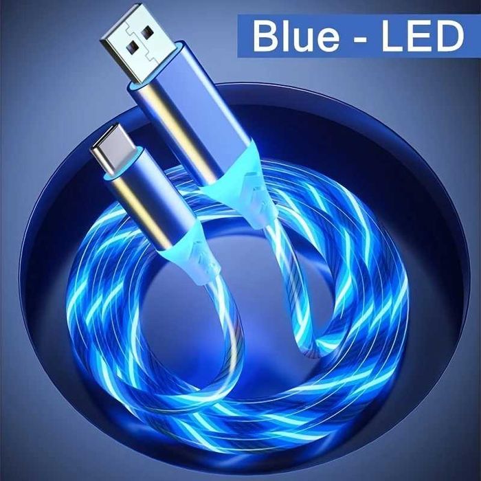 INNOWACYJNY kabel usb do usb-c podświetlenie LED 1m