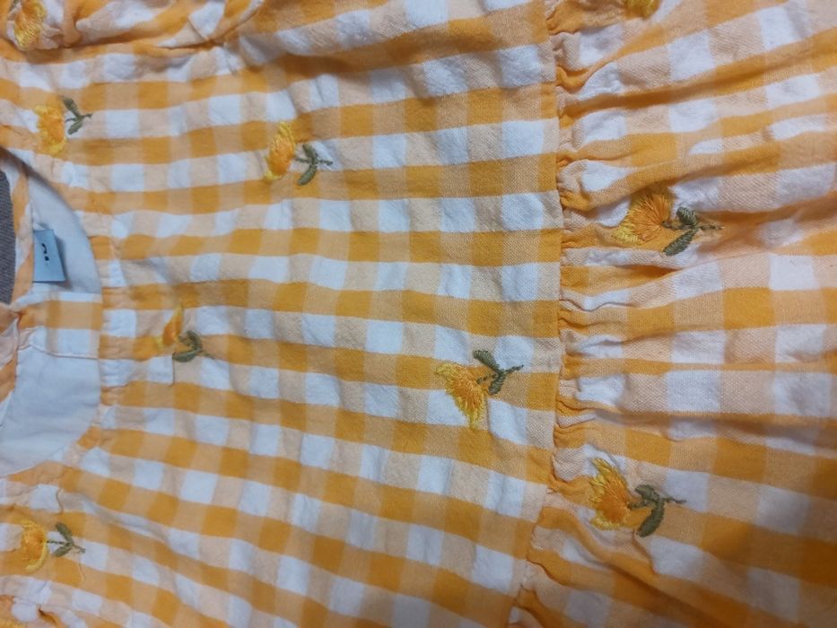мила жовта вишита сукня в клітинку 3-4 роки tu