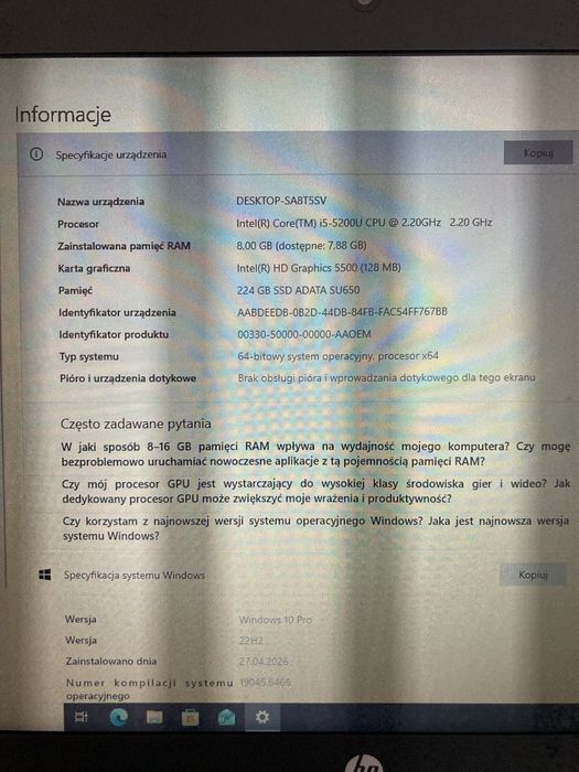Laptop HP EliteBook 840 windows 10 Core i5