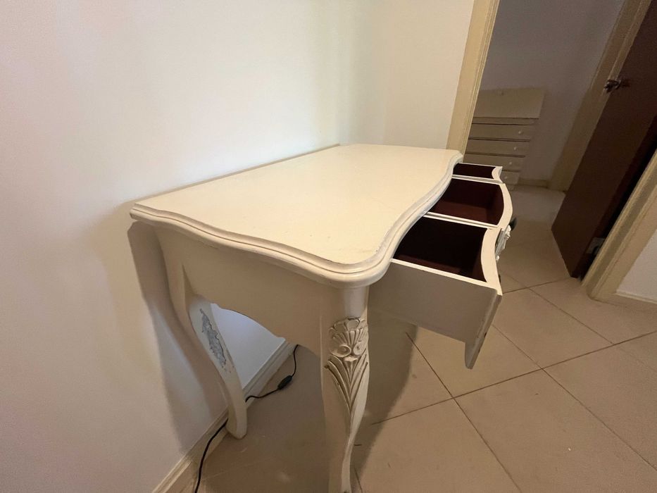 Consola/Toucador Provençal Branco com Gavetas