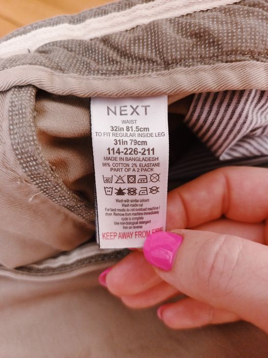 Spodnie chino, Next, W32, L31, popielaty brąz, 98% bawełna