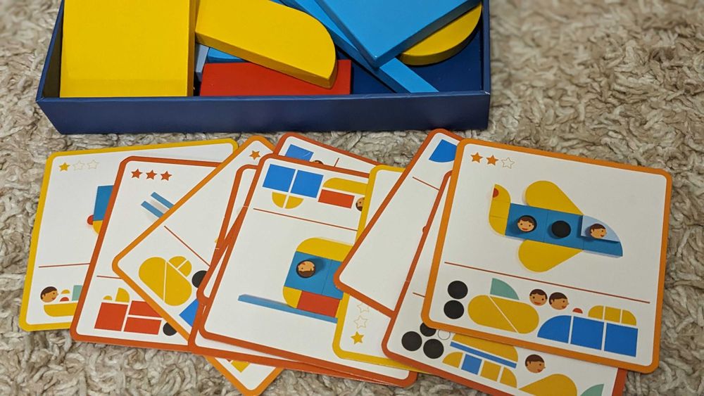 Ze Geo Vroom набір дерев'яних геометричних фігур, конструктор djeco