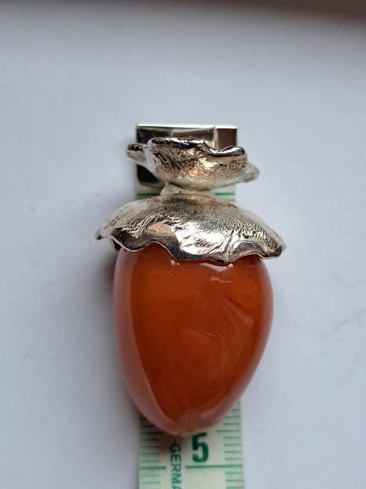 Zawieszka srebro 925 naturalny bursztyn antyczny