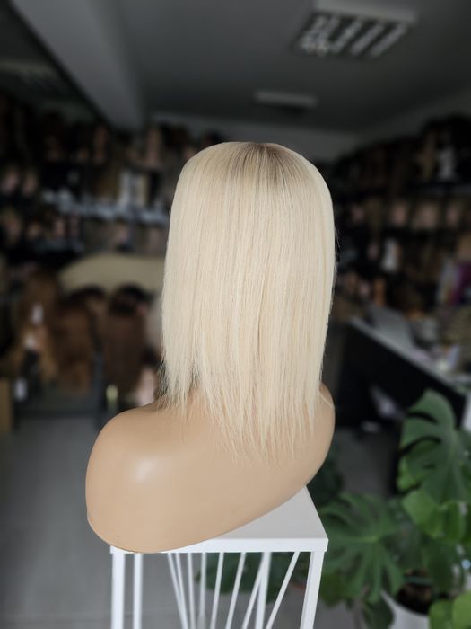 Topper premium z włosów naturalnych Diana jasny blond imitacja skory
