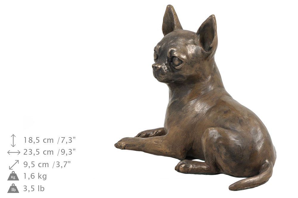 Chihuahua krótkowłosy drewniana niska urna Art-Dog