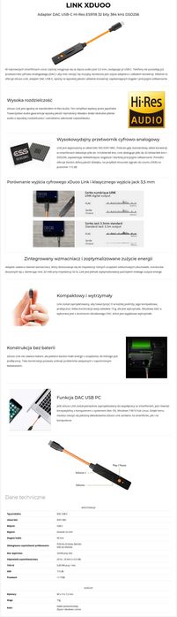 DAC Audio mini wzmacniacz słuchawkowy USB-C ESS Sabre 9118 smartfon, PC