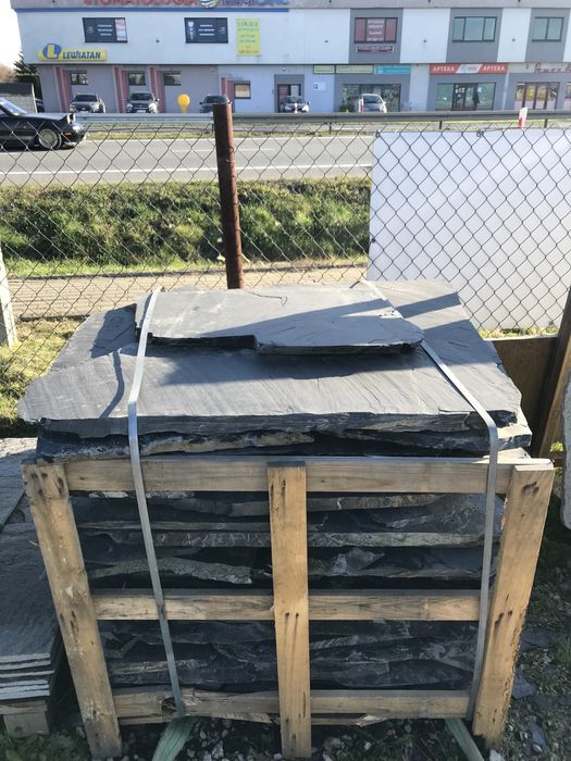 CZARNY ŁUPEK NATURALNY Kamień na Taras Schody Elewacja Dzikówka Płyty