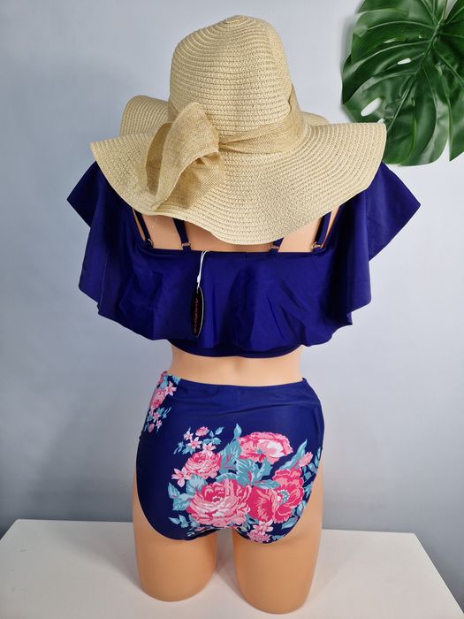 Strój kostium kąpielowy dwuczęściowy S 36 nowy granatowy hiszpanka